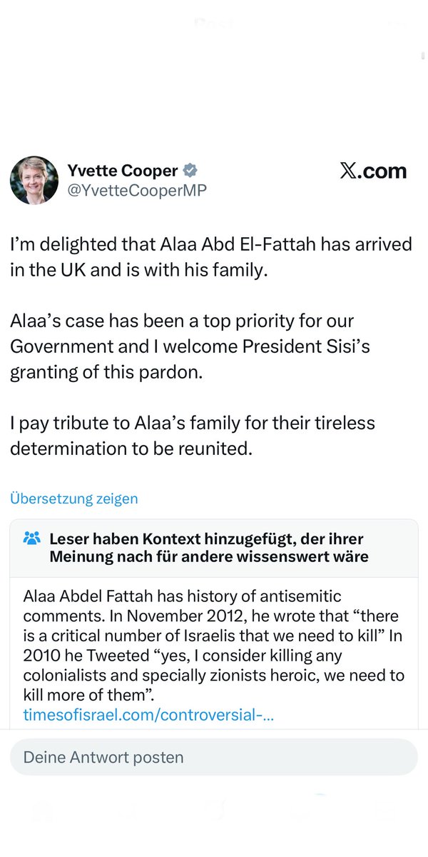 janfleischhauer's tweet photo. Die britische Außenministerin sagt, es sei für sie eine Top-Priorität gewesen, einen Mann ins Land zu holen, der das Töten von Juden begrüßt, Briten als Affen bezeichnet und von einem Völkermord an Weißen träumt. Und dann wundern sich diese Leute, wenn sie Wahlen verlieren. https://t.co/WBkOcEJ5L0