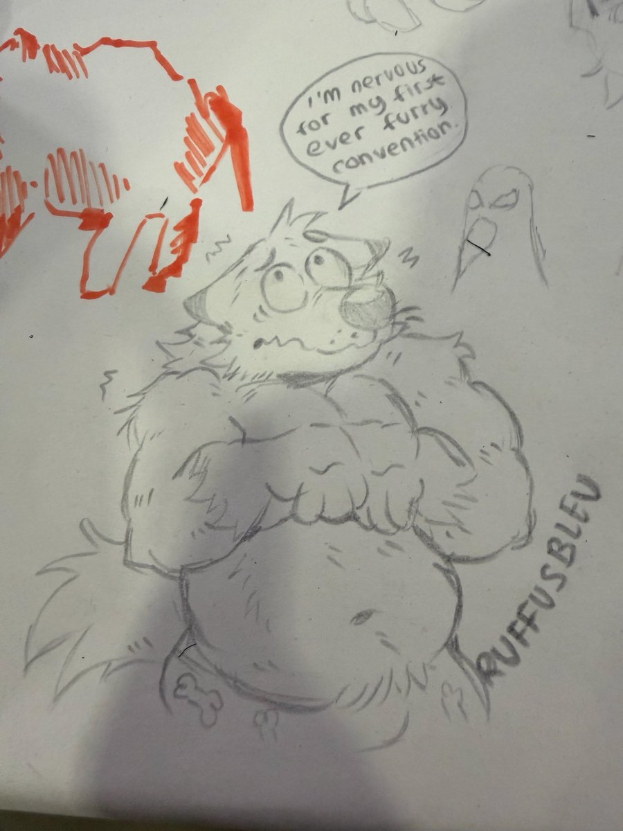 ruffusbleu's tweet image. Drew this while I was at my first furry convention at the artist alley :3