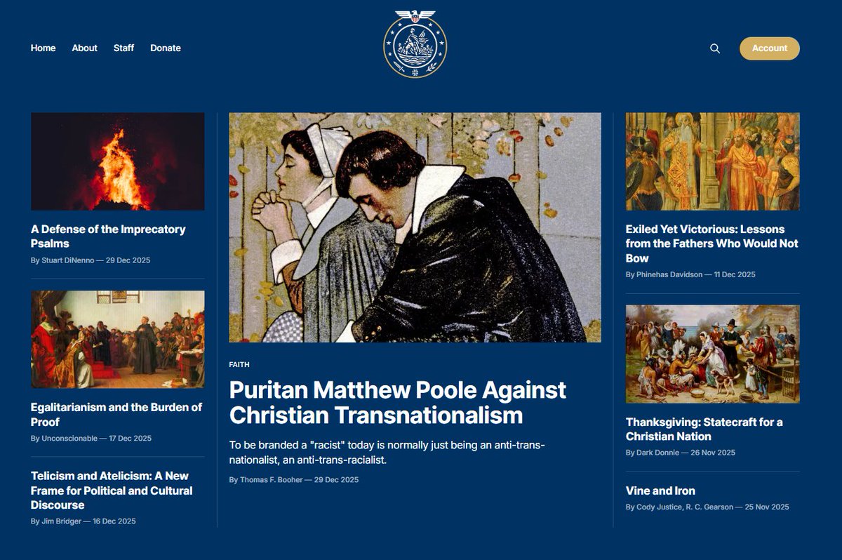It's a new week for reading or listening. We have

A Puritan CN piece from <a href="/ptomer/">Thomas Booher</a>

Defense of Imprecatory Psalms by <a href="/DinennoStuart/">Stuart DiNenno</a>

Egalitarianism &amp; the Burden of Proof by <a href="/un_conscionable/">The Unconscionable Ultron</a>

Exiled Yet Victorious by Davidson

Telicism &amp; Atelicism by <a href="/OvertonMovement/">Jim Bridger’s Overton Movement Co.</a>

and more 👇🏻