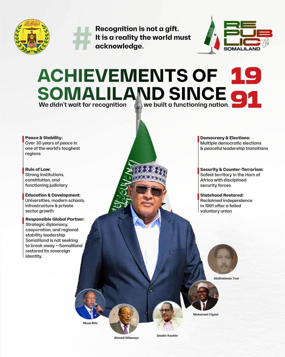 IdirisKhubaro's tweet photo. Achievements of Republic of Somaliland Since 1991

#RepublicofSomaliland 
#The55thStateofAfrica https://t.co/ukYKCSBhE7