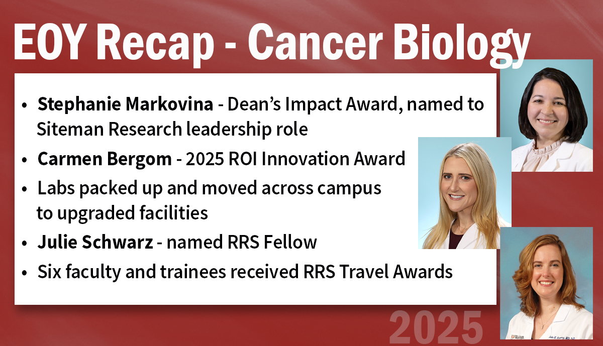 WashUMedRadOnc's tweet photo. It's End of Year! We are reflecting on our team and accomplishments in 2025. Along with these female leaders winning awards, #CancerBio carried out the daunting task of moving labs across campus into upgraded facilities. Even greater research possibilities in 2026!
#WomenWhoCurie https://t.co/YimSoLrOVA