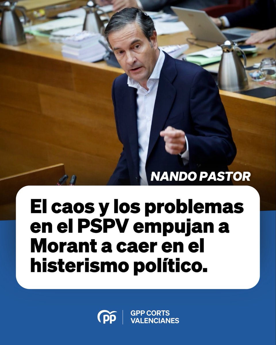 El caos y los problemas en el PSPV empujan a Morant a caer en el histerismo político.

Morant, que parece nerviosa por la petición de liderazgo que ha hecho Puig, exige una ejemplaridad para los demás que a ella le falla por los cuatro costados.

🗣️<a href="/nandopastorl/">Nando Pastor</a> 
🔗