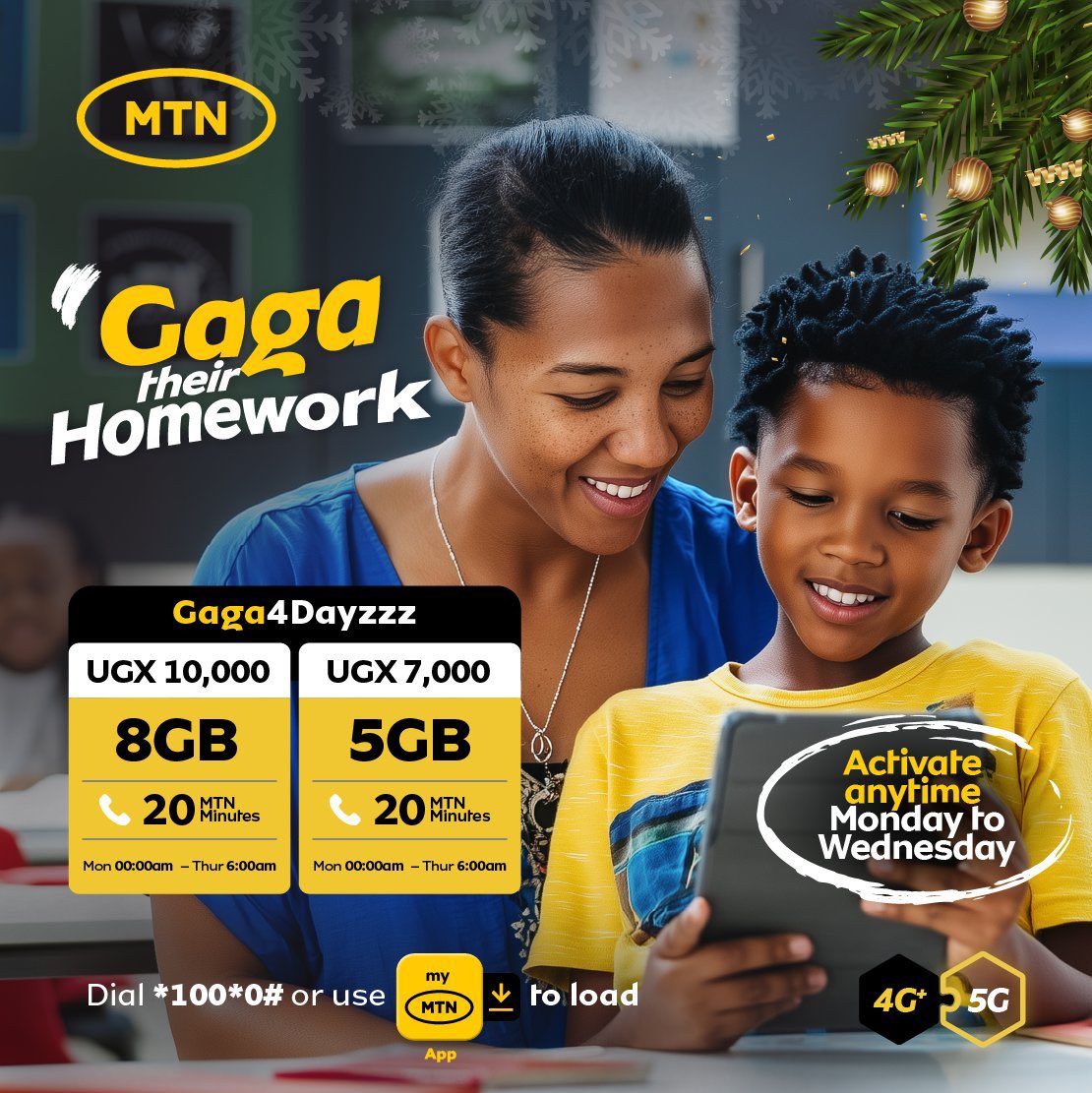 Don't let a "low data" warning ruin your end-of-year plans! 🚫📉
​Get the #Gaga4Dayzzzz combo and keep the plots going until Thursday morning.
​💎 8GB + 20 Mins @ 10k
💎 5GB + 20 Mins @ 7k
​Dial *100*0# NOW to lock in your bundle. ⚡️
​#TogetherWeAreUnstoppable