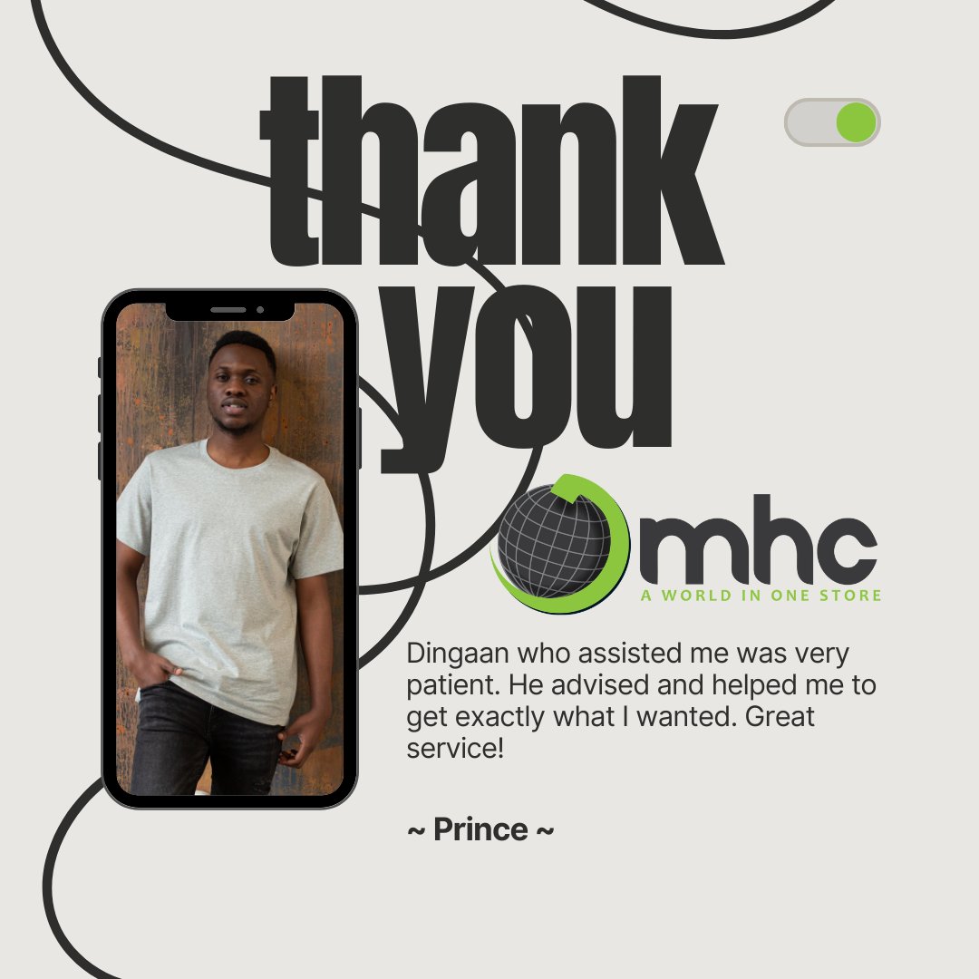 MHCworld1's tweet image. Prince shared his appreciation for Dingaan at MHC World, highlighting the helpful guidance and support that made his shopping experience a positive one.

Thank you, Prince, for the feedback.

#CustomerAppreciation #ProfessionalService