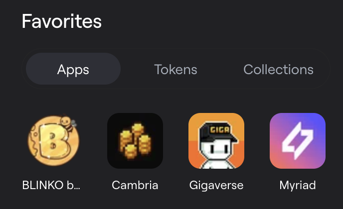 I'm picky with the apps I favorite on the Abstract Chain portal.

Right now the ones I use the most are Blinko, Cambria, Gigaverse, and Myriad Markets.

Hearing great things about Tollan, so that’s next on my list. Any other recommendations?