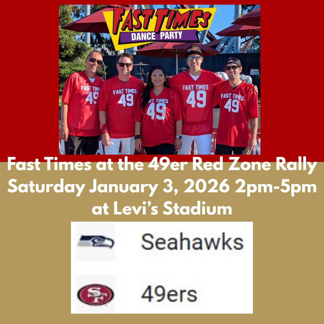 FastTimes80s's tweet image. Fast Times will ROCK the 49er Red Zone Rally at Levi’s Stadium Saturday Jan.3,2026 2–5pm. Enjoy great food, drinks, games &amp;amp; Awesome Music before the game
For Info: fasttimesrocks.com
#FastTimes #FastTimes80s #FastTimesBand #FastTimesRocks #FastTimesDanceParty #FastTimesLive