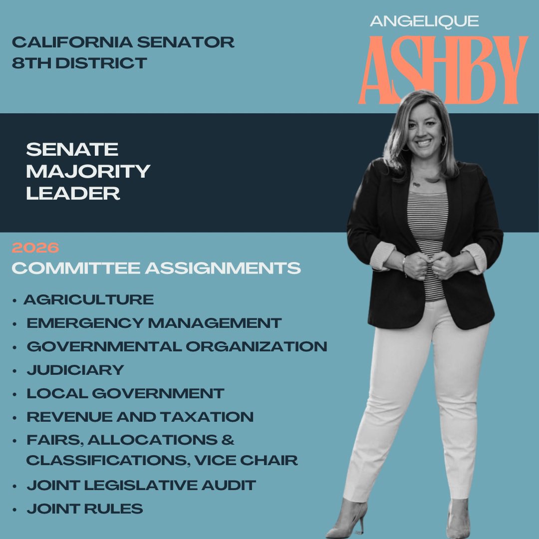 Last week California State Senate President Pro Tem <a href="/MoniqueLimonCA/">Senator Monique Limón</a> made the 2026 leadership and committee appointments.

I am honored to have been selected for the following assignments.