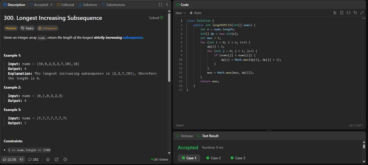 rituu_09's tweet image. Day 363 of 2025:                                  
👩‍💻 Code to Crack Companies!                                 
▫️Longest Increasing Subsequence
▫️Maximum Product Subarray
#placementprep #2025Goals #leetcode #letsconnect