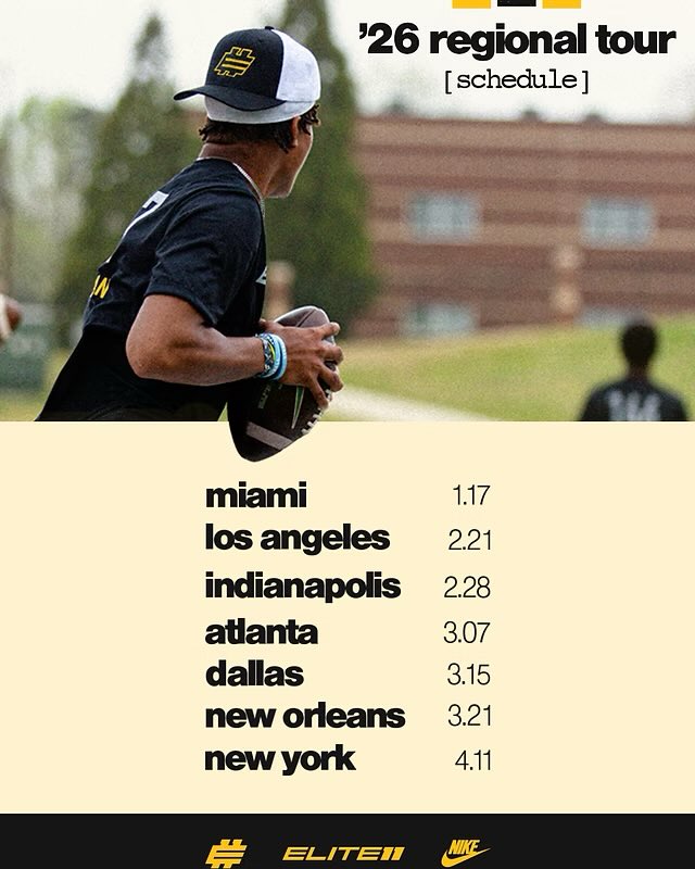 I am grateful to be invited to compete at the regional <a href="/Elite11/">Elite11</a> this year and to prove myself to be a top quarterback!