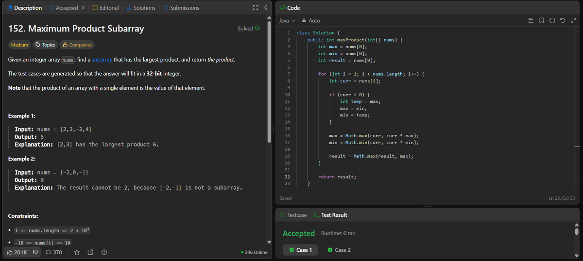 rituu_09's tweet image. Day 363 of 2025:                                  
👩‍💻 Code to Crack Companies!                                 
▫️Longest Increasing Subsequence
▫️Maximum Product Subarray
#placementprep #2025Goals #leetcode #letsconnect
