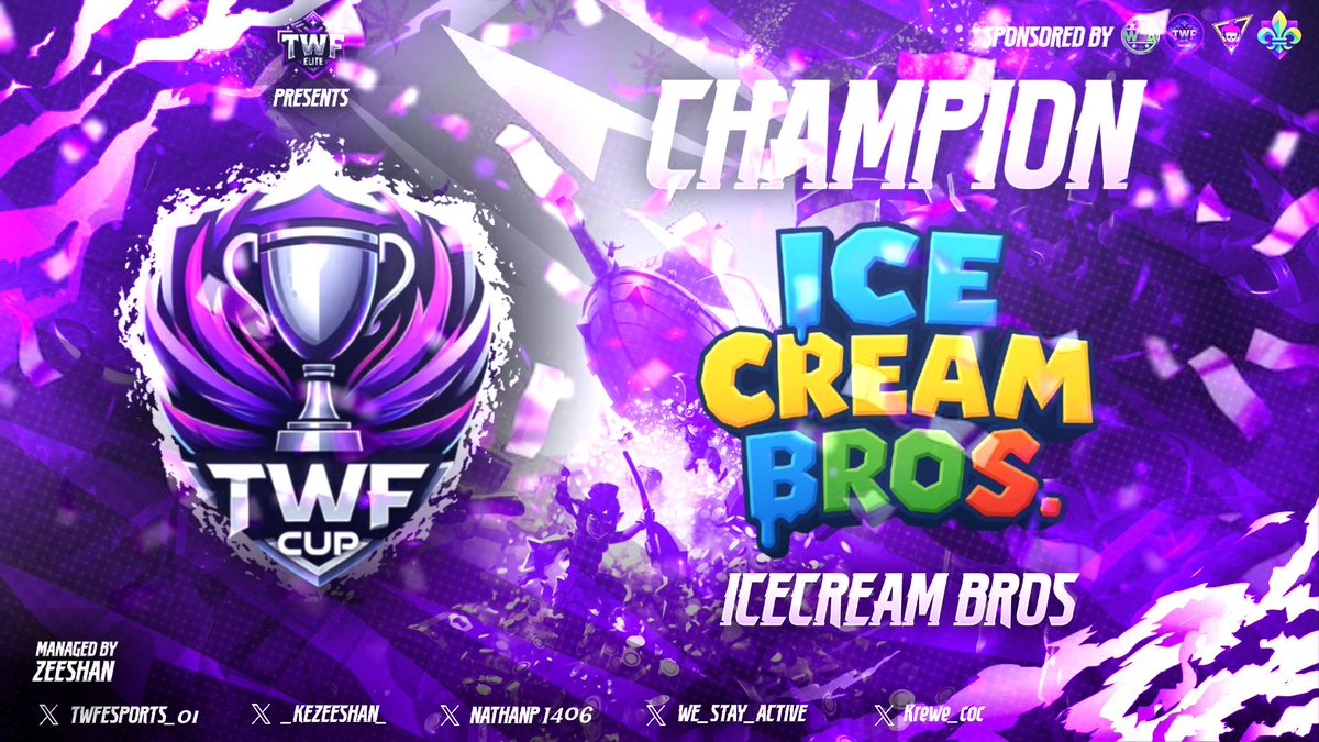 We did it! TWF Cup champions! 

Thank you to <a href="/Krewe_CoC/">Krewe Esports</a> for helping sponsor the tournament and keep it going! #cocesports #ClashOfClans