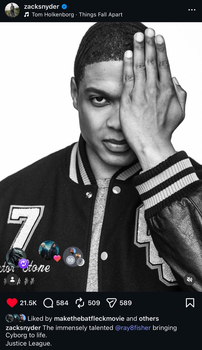 BatfleckMovie's tweet image. Zack Snyder Instagram post of Ray Fisher from Zack Snyders Justice League 
#RestoreTheSnyderVerse