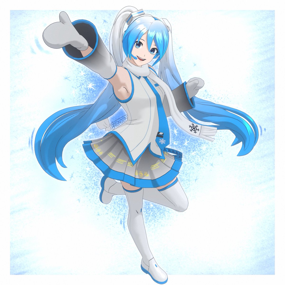 ItzBrenden_'s tweet image. She got blue hair, a blue tie and might be hiding in your WiFi, but nothing is stopping her from joining you this jolly season for Winterfest! ❄️🎄

#FortniteArt #HatsuneMiku
#初音ミク