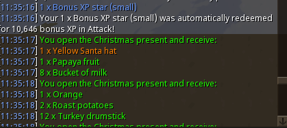 I was chain opening WHITE CHRISTMAS PRESENTS and got a yellow santa :D <a href="/RuneScape/">RuneScape</a>