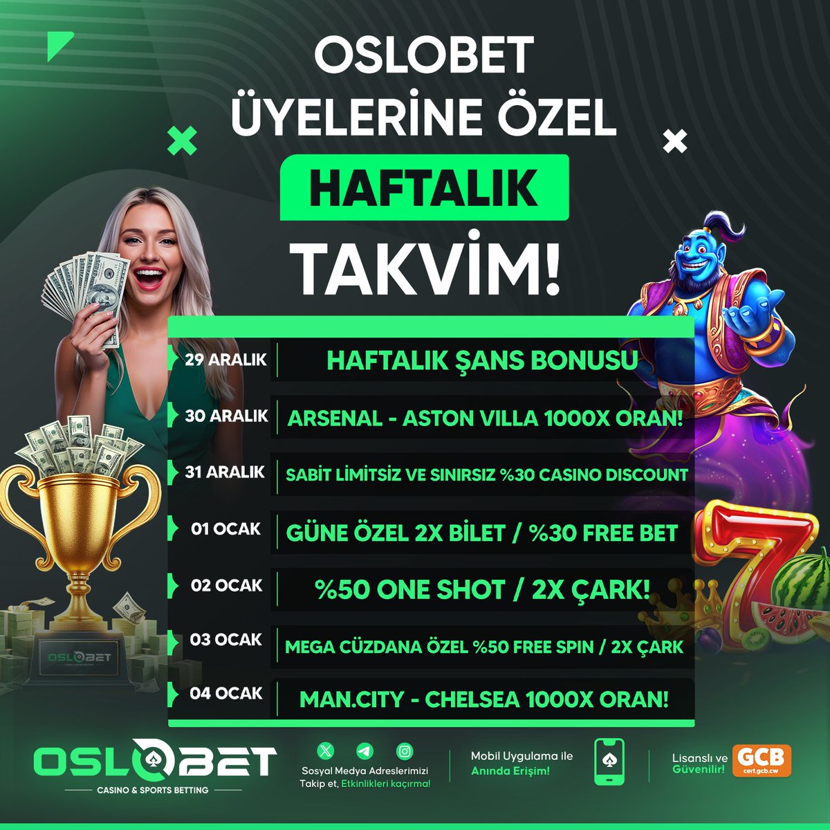 osloresmi's tweet photo. 💚 OSLO ÜYELERİNE ÖZEL! 💚

🎰 Bu hafta da kazanç ve eğlence dolu fırsatlar seni bekliyor! 🎰

💸 Her gün yeni sürprizler, özel bonuslar ve ayrıcalıklı avantajlar burada! 💸

👉 https://t.co/m9Ea0tb87v https://t.co/DeWFpvemdM