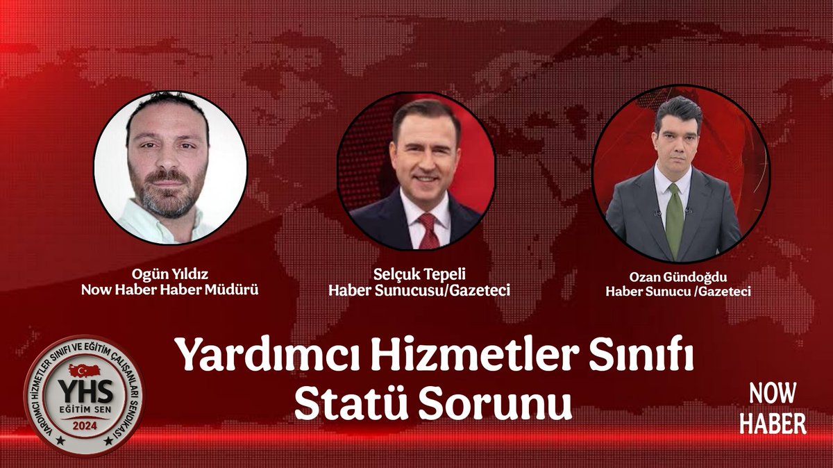 Yardımcı Hizmetler Sınıfı’nın statü sorununa verdikleri destekten dolayı;
<a href="/nowhaber/">NOW HABER</a> ve <a href="/nowtvturkiye/">NOW</a> ekibine,
başta Haber Müdürü Sayın <a href="/ogunstar/">Ogün Yıldız</a> olmak üzere,
Haber Sunucuları <a href="/selcukktepeli/">Selçuk Tepeli</a> ve <a href="/ozngndgdu/">Ozan Gündoğdu</a>’ya,
mücadelemize sundukları katkı ve duyarlılık için teşekkür ederiz.