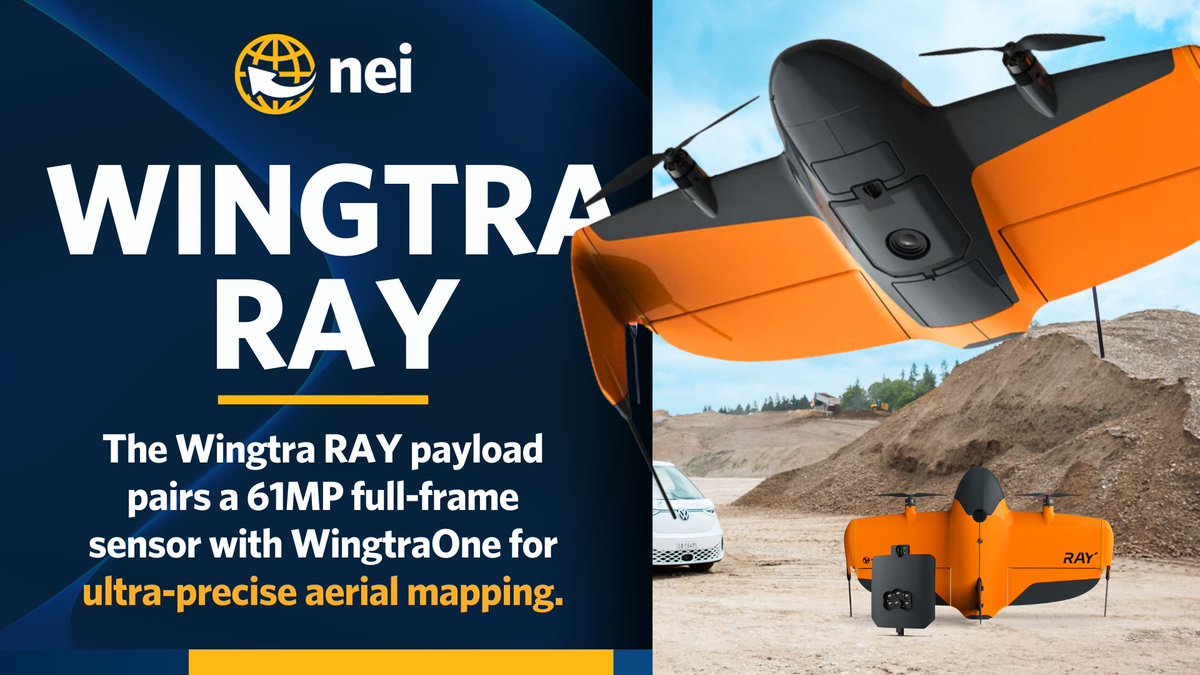 NEIGPS's tweet image. Wingtra RAY payload sets a new standard for aerial mapping. Capture ultra-crisp, survey-grade data with a 61MP full-frame sensor.

Smarter mapping starts here.

📲 Contact NEI to learn more: neigps.com/contact/

#WingtraRay #DroneMapping #AerialSurvey #Geospatial #SurveyTech
