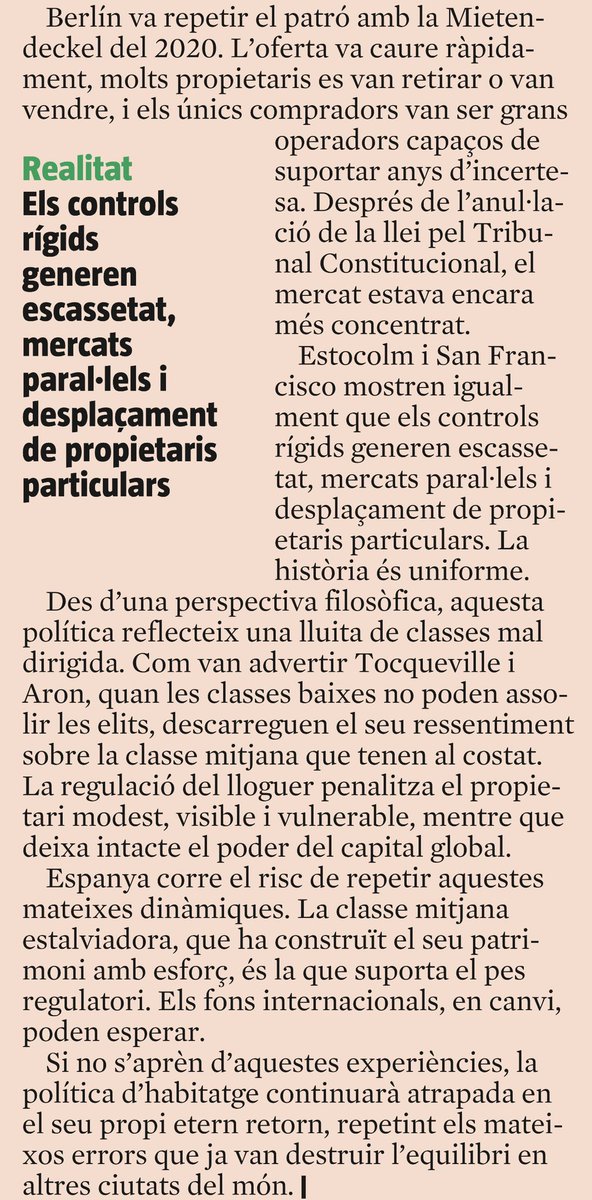ramontremosa's tweet image. Com va dir #Tocqueville, “quan les classes baixes no poden tombar les elits, descarreguen el seu ressentiment sobre les classes mitjanes” #lloguer 
👇👇👇👇