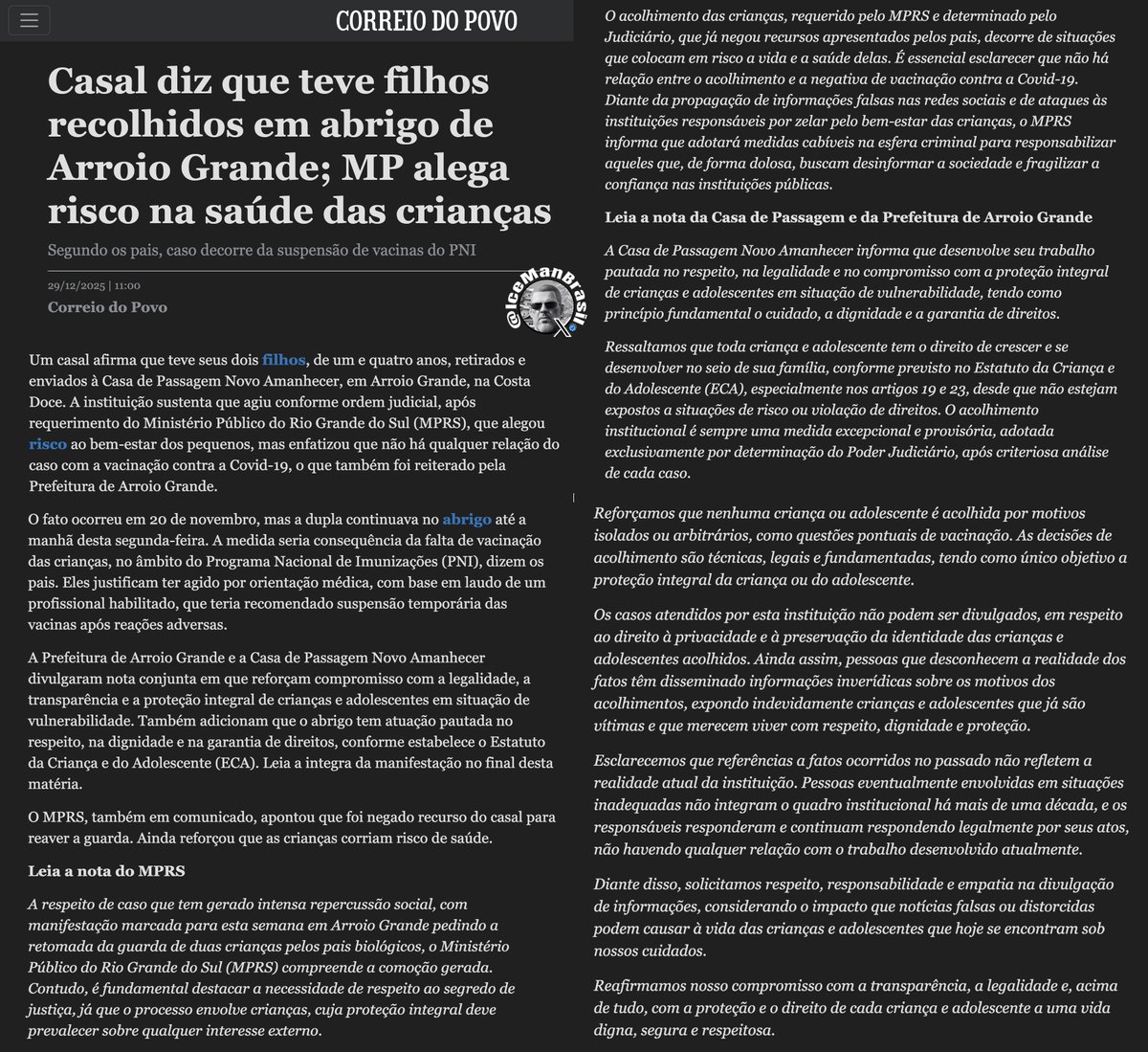 Só agora?

A matéria do Correio do Povo  tenta dar a sensação de encerramento, mas na prática abre ainda mais frentes de questionamento.

Afirma que não há relação com vacinação, enquanto toda a construção da matéria gira em torno da suspensão do PNI. Minimiza pareceres médicos,