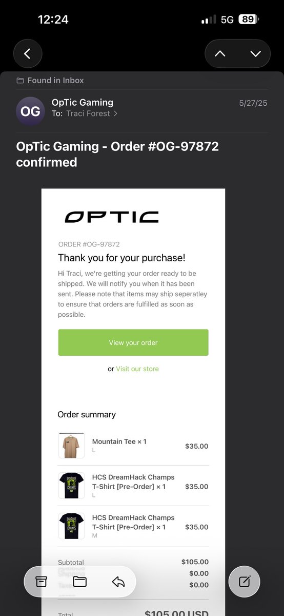 N_Forest7's tweet photo. My wife PRE ORDERED us both DREAM-HACK optic halo champ shirts months ago, n some how the order got “LOST”. My wife reached out again and they said re-processed the order.  3 months went by n still nothing. Today get an answer tht they sold out but we PREORDERED wtf @H3CZ @OpTic https://t.co/P6sLiWLyxW