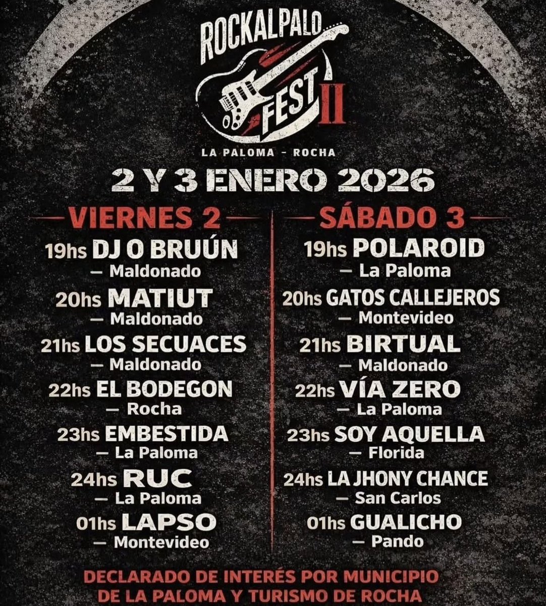 🇺🇾 LA PALOMA ROCHA COMIENZA EL VERANO 2026 A PURO ROCK 🇺🇾

Mira todo lo que se viene acá 👇

instagram.com/p/DS2zdn9kUkM/…