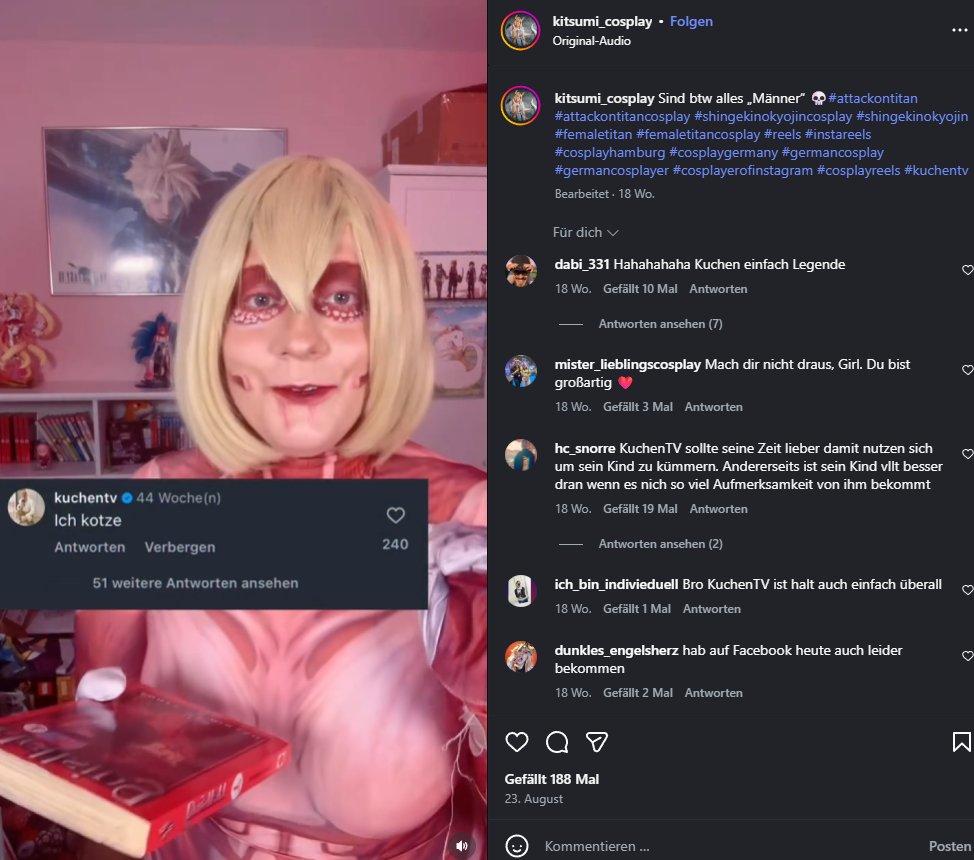 Ich glaube "Ich kotze" ist ihr Lieblingskommentar von dir <a href="/Kuchngeschmack/">KuchenTV</a> 😂