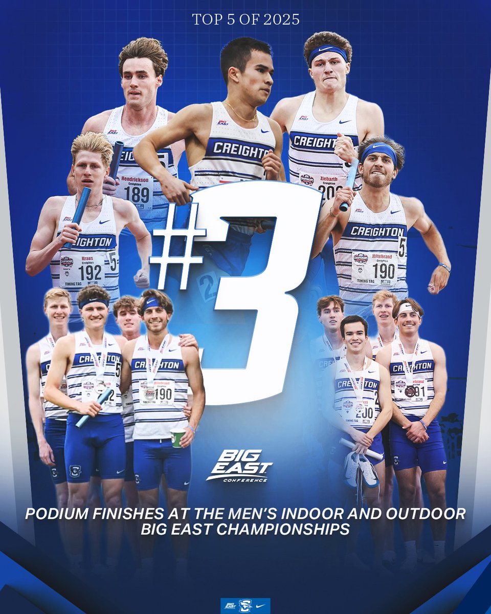 #3 in our top 5 of 2025...

The first ever podium and All Big East performance in school history, with the men's 4x800 finishing 3rd at Big East Indoor and coming back for silver at the Big East Outdoor Championships. 

#EyesUp #FutureIsBright #GoJays #CUxctf