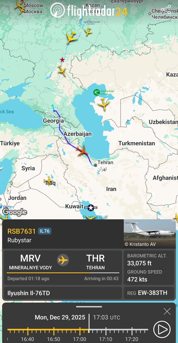 MenchOsint's tweet image. Il-76TD Cargo plane (reg EW-383TH) from Minsk, Belarus landed in Tehran, Iran (after a 48h stop in Mineralnye Vodi.)