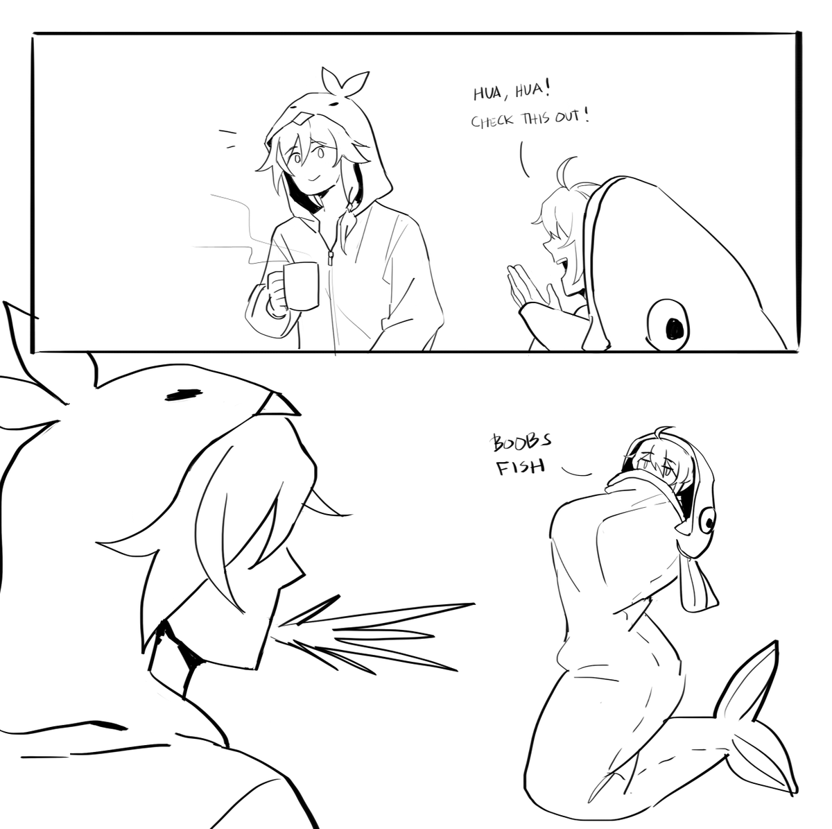 thought of a stupid joke where kiana puts her elbows up like this 