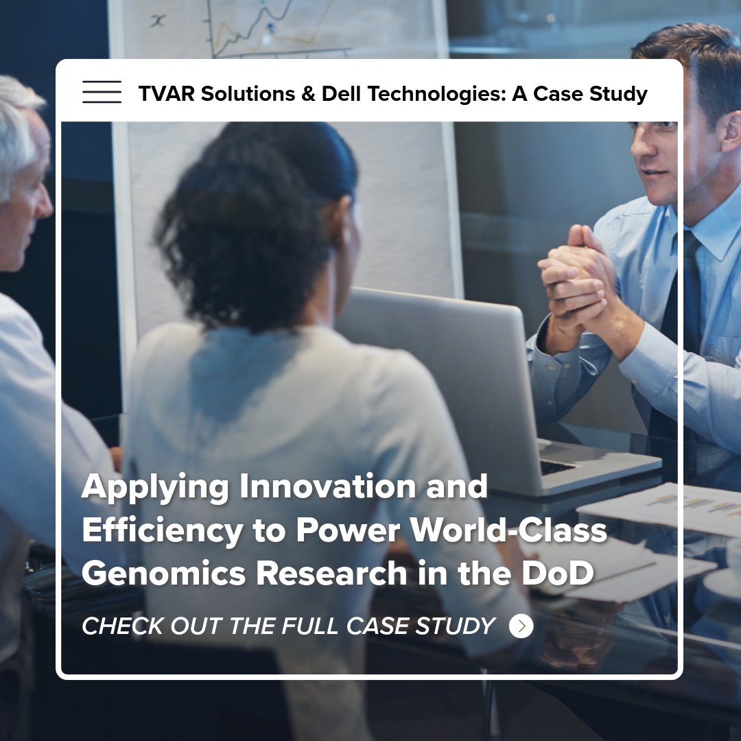 A world-class Defense Department genomics research facility chose TVAR Solutions to help it modernize to a powerful, highly scalable compute and storage solution from <a href="/DellTech/">Dell Technologies</a>  

Here is our story 🔗 bit.ly/4dwRrXl 

#ThisIsTVAR #DellTechnologies