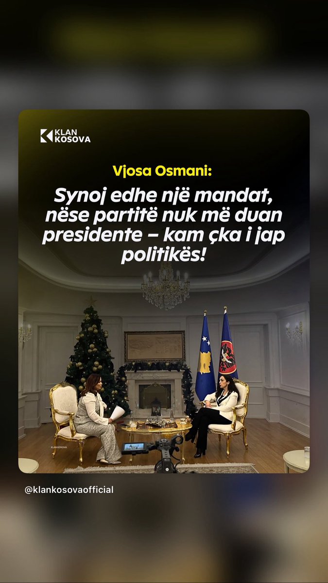 E para e shtetit ka folur për postin e saj, zhvillimet politike në vend, dialogun me Serbinë, raportet me Albin Kurtin dhe shumë tema të tjera.

Të gjitha këto, më 31 dhjetor, ora 19:00 në Kiks Kosova <a href="/klankosova_tv/">Klan Kosova</a>