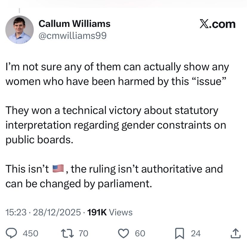 WomensSocIre's tweet image. If I posted a reply that got 191K views and 60 likes I too would be running away with my tail between my legs looking for the nearest rock to crawl under and hide indefinitely, soz I mean I’d not “be engaging further on X”

Your arrogance has been your undoing. Morto.