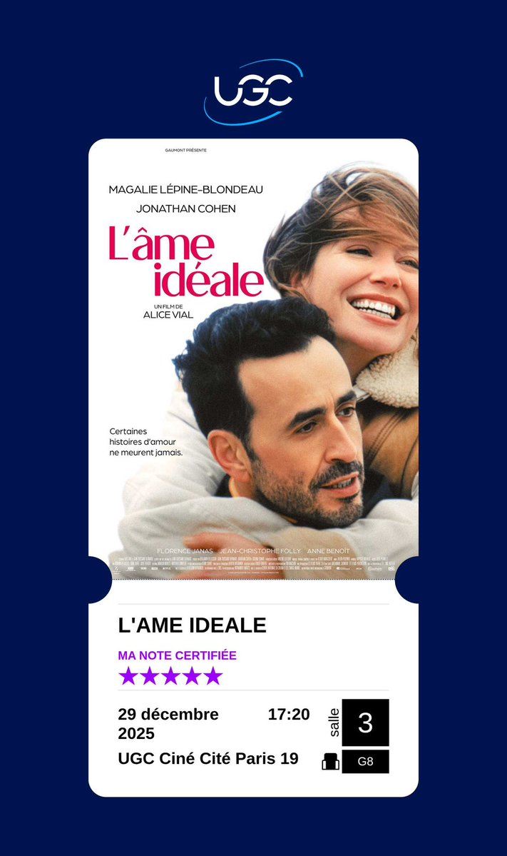 Ça fait bien longtemps que je n’avais pas mis 5/5 à un film #ugc #ameideale #jonathancohen #cine