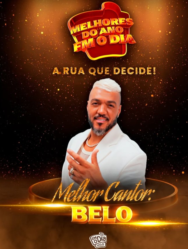 #MelhoresDoAnoFmODia
BELO🏆
MELHOR CANTOR DE
SAMBA/PAGODE DE 2025