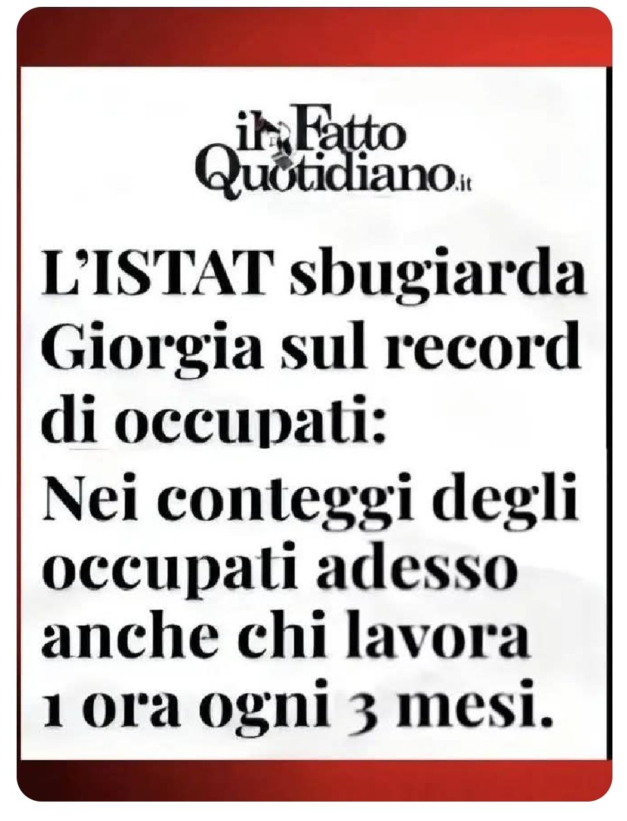Frenkie_Woody's tweet image. Secondo quanto riportato da Il Fatto Quotidiano, i dati ISTAT celebrati dal governo nasconderebbero una realtà ben diversa: nel conteggio degli "occupati" finirebbe ormai chiunque abbia lavorato anche solo 1 ora ogni 3 mesi. 🕒
​Possiamo davvero parlare di crescita economica…