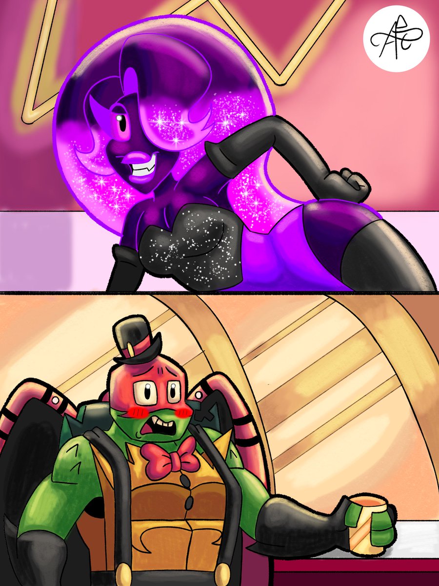AcmlDrawing's tweet photo. Hazbin hotel +rottmnt 

Pra quem não sabe,a de roxo é minha oc https://t.co/1zOb9rBaTP