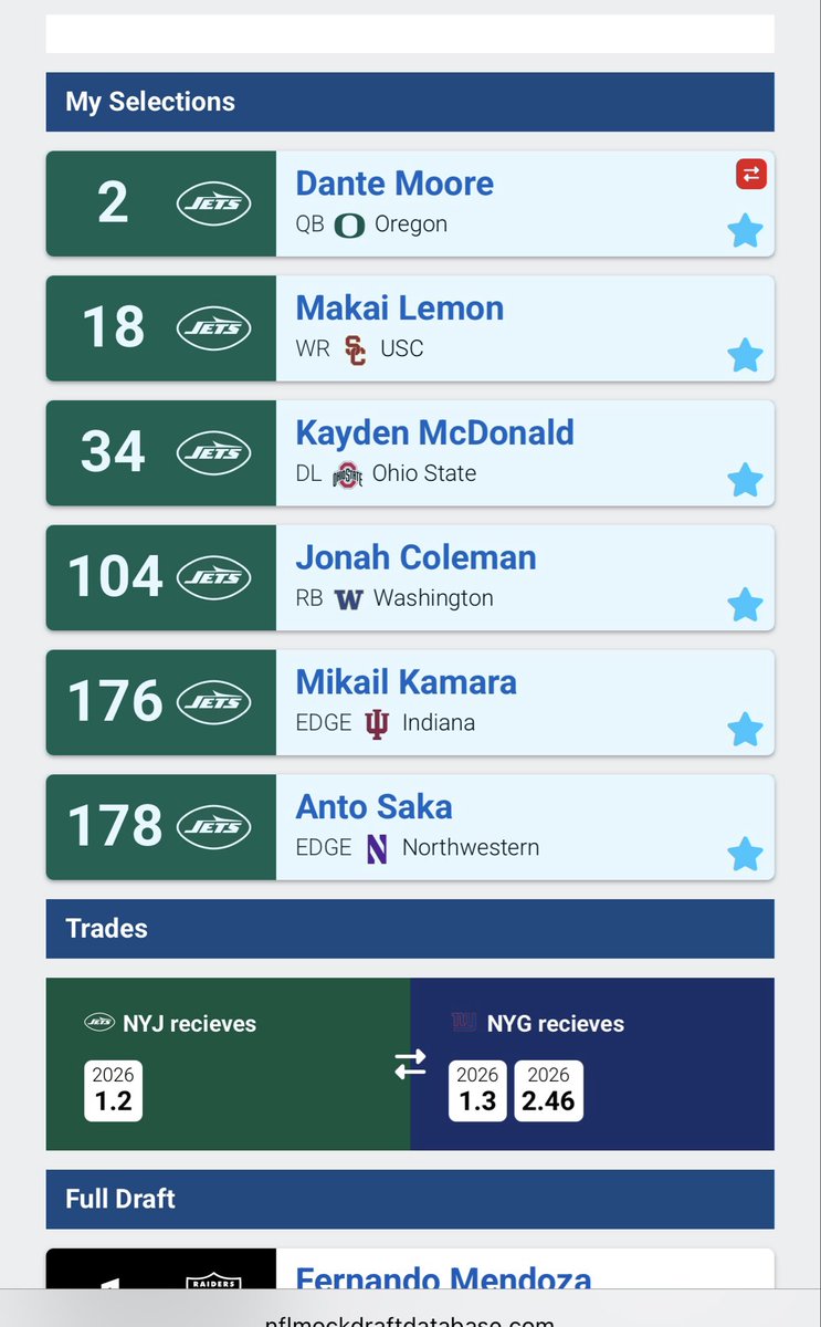 irish_jets's tweet image. Mock Drafts are far more palatable when not trading away first round picks!!

#jets
#jetup
#draftnerds
@NYJAtlanticPod