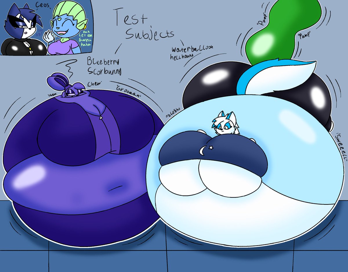 InflatableJade's tweet image. Comm for @Crono_12 2 ceos collabin for their inflation business 

Blueberry scorbunny and waterballoon hellhound uwu