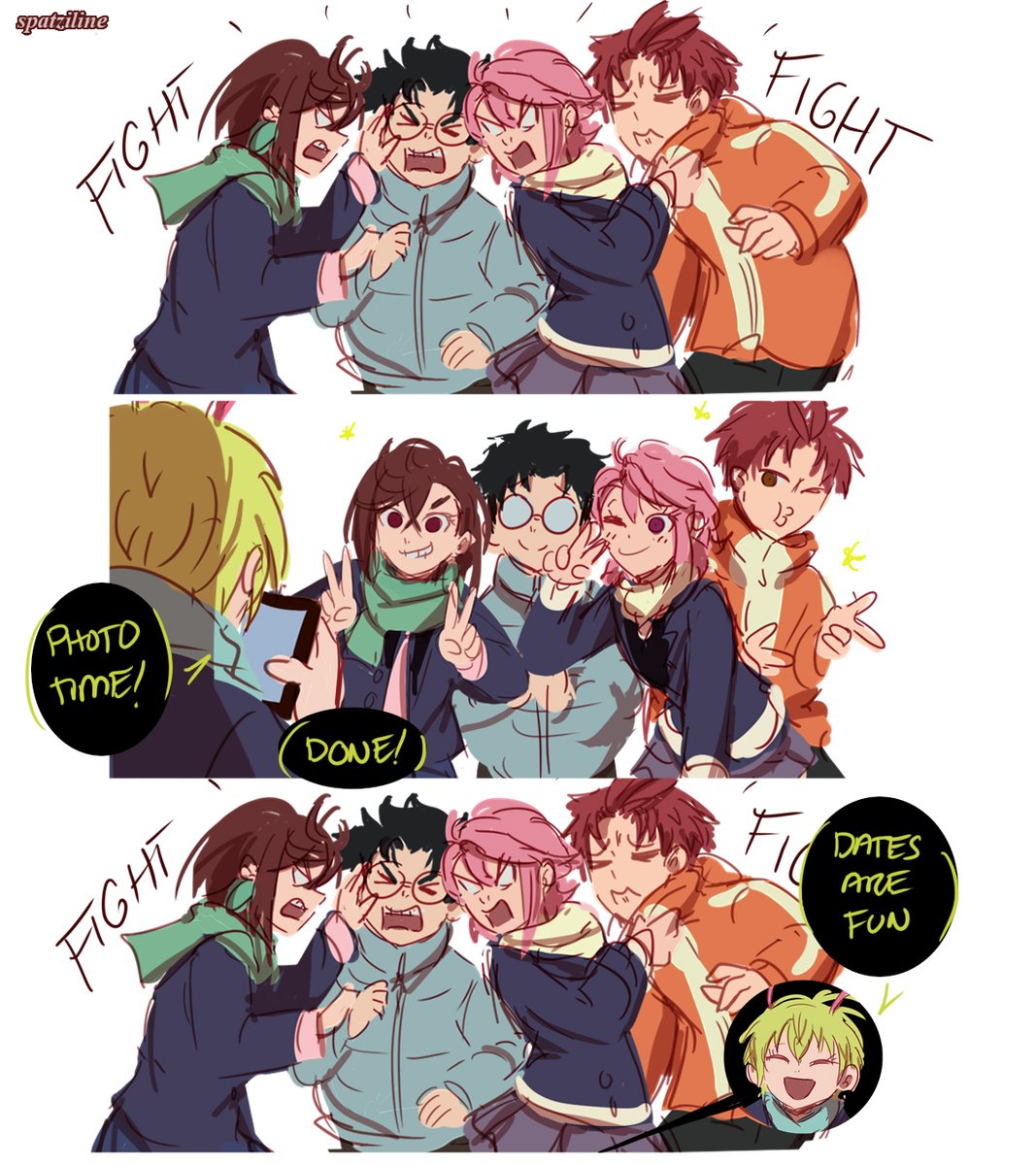 The Momo, Okarun, Jiji, Aira and Vamola date is going great #Dandadan