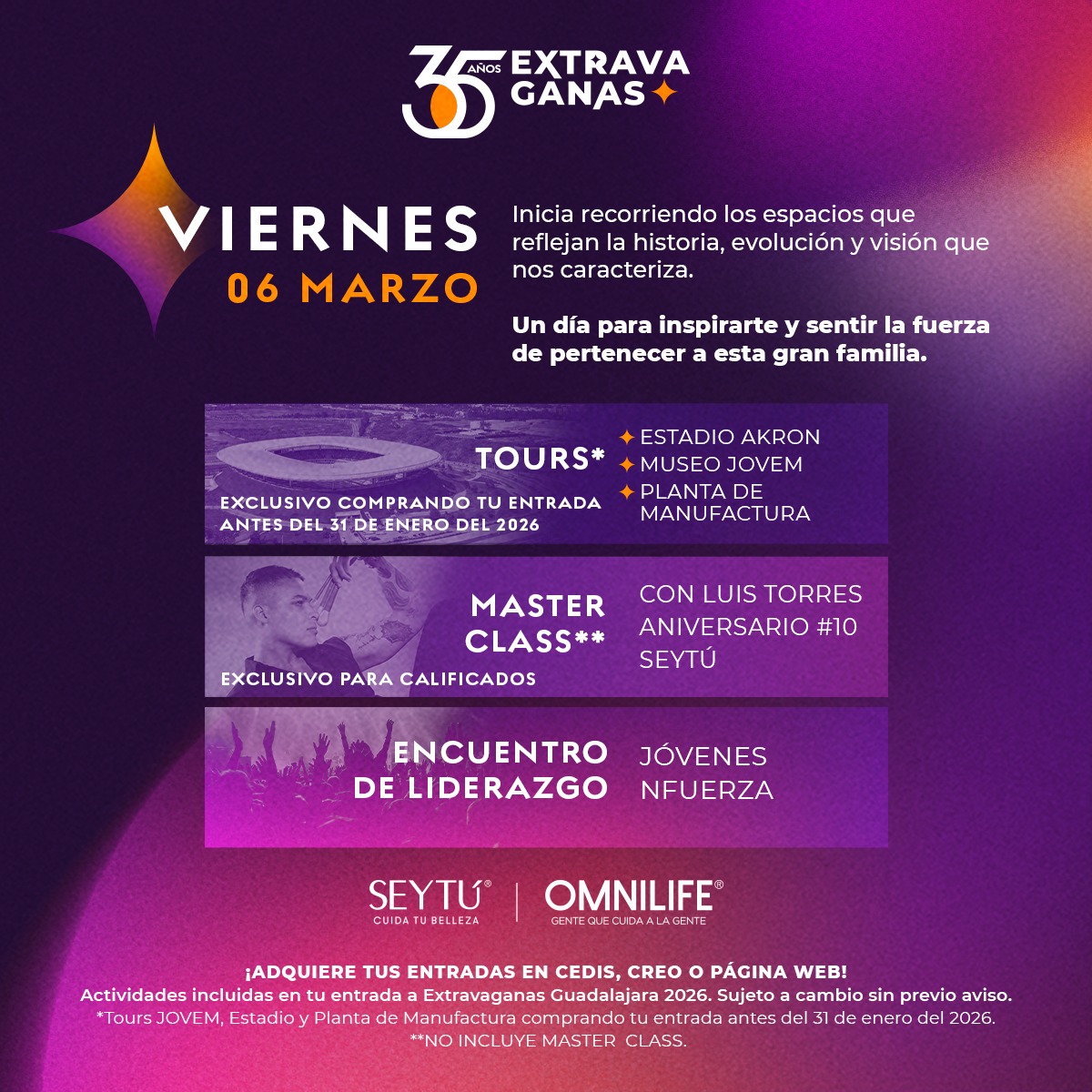 nuttre's tweet image. ¡Esto nos espera en #Extravaganas2026! 😱✨ Checa lo que #Omnilife y #Seytú nos tiene preparado para uno de los eventos más importantes de nuestra familia morada. 💎💜 ¿Ya tienes tus boletos?

#EmprendeTusSueños #NuttreTuCuerpo #NuttreTuPiel #SoyOmnilife