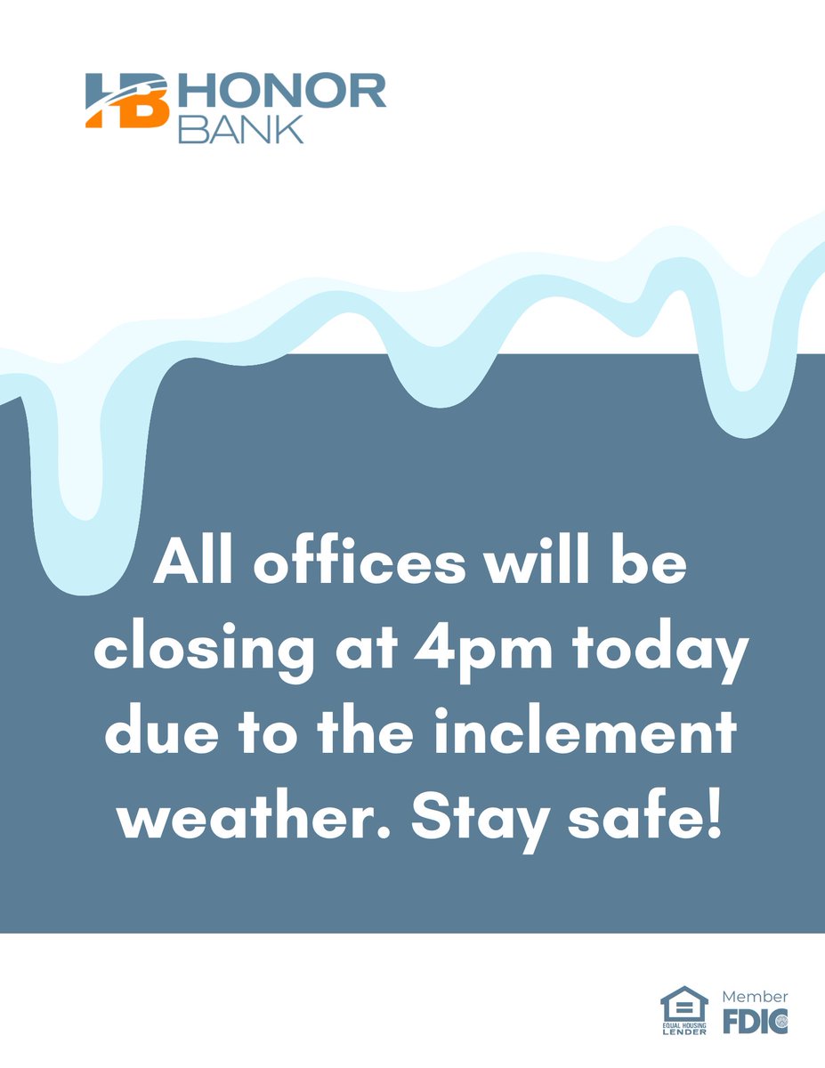 For the safety of our team and clients, we will be closing all offices at 4pm today. Stay safe!