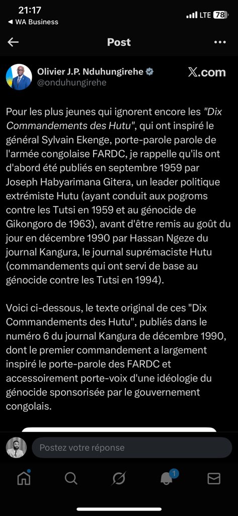 Pendant ce temps les dirigeants africains parlent du Problème d’ethnie toujours, cas du ministre des affaires étrangères du #Rwanda <a href="/onduhungirehe/">Olivier J.P. Nduhungirehe</a>  en parle