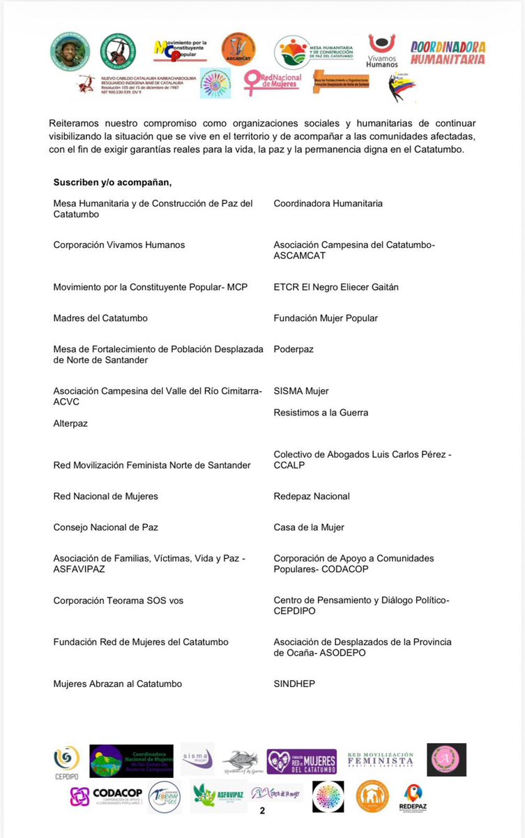 Alertamos sobre el grave escalamiento de la crisis humanitaria en el Catatumbo en los últimos días. Las confrontaciones armadas han generado más de 300 personas desplazadas, cierre de vías, presencia de artefactos explosivos, bloqueo a misiones médicas y graves afectaciones a la