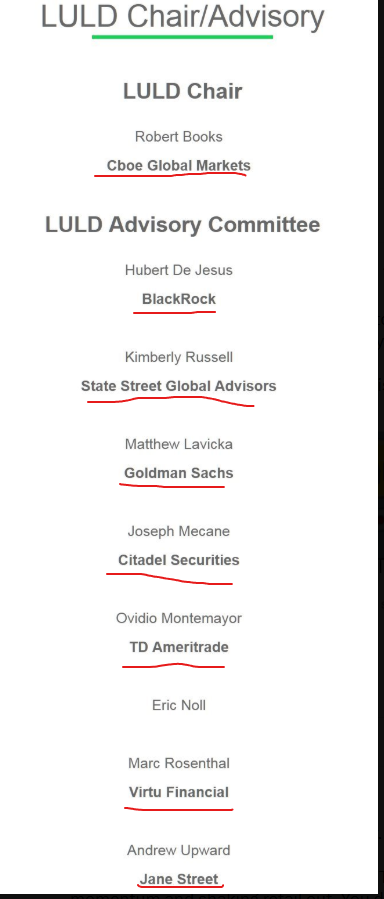 Limit Up Limit Down "Advisory" Committee
Gee, no conflicts of interest there huh <a href="/kshaughnessy2/">kristen shaughnessy</a> ?😂🤦‍♂️
Frankly, surprised that Robinhood doesnt have a representative, but then again, I guess Citadel is their de facto Rep
$MMTLP $GME $DJT $AMC $NWBO @QNTM