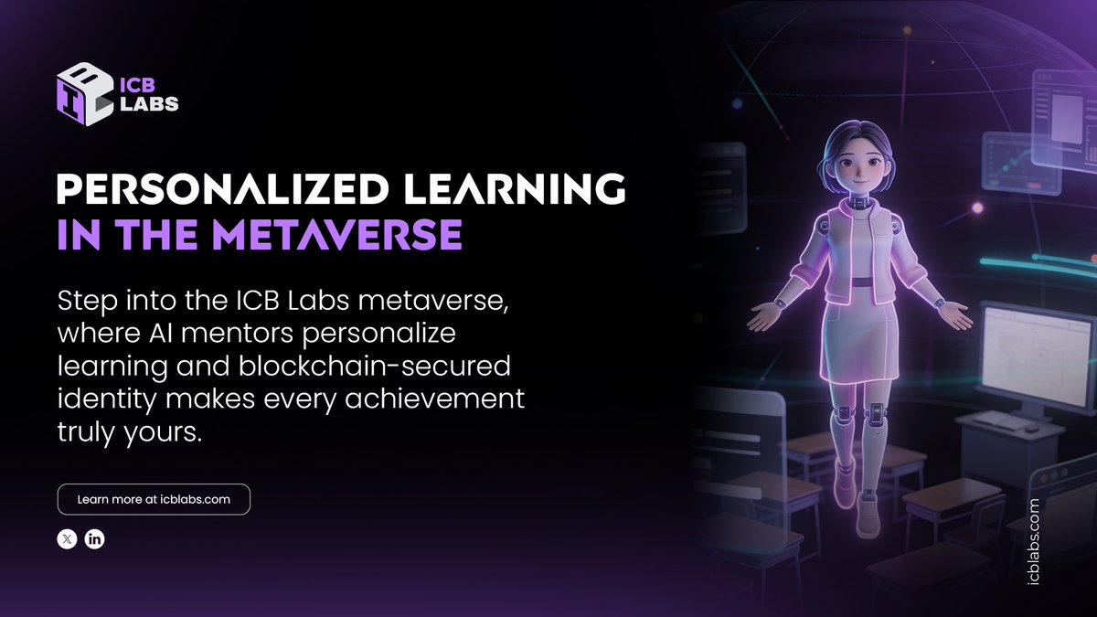 ICBLabs's tweet photo. 🤖🎓 Learning is becoming personal.
In the ICB Labs metaverse, AI mentors adapt to each learner while blockchain-secured identity ensures achievements remain verifiable and truly owned.
🔗 Learn more:https://t.co/A1QjmPQV7R
#ICBLabs #MetaverseLearning #AIEducation https://t.co/Jz8rfNyKEv