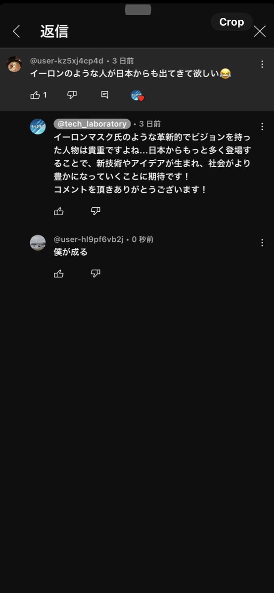 僕が2年前に返信したコメント。