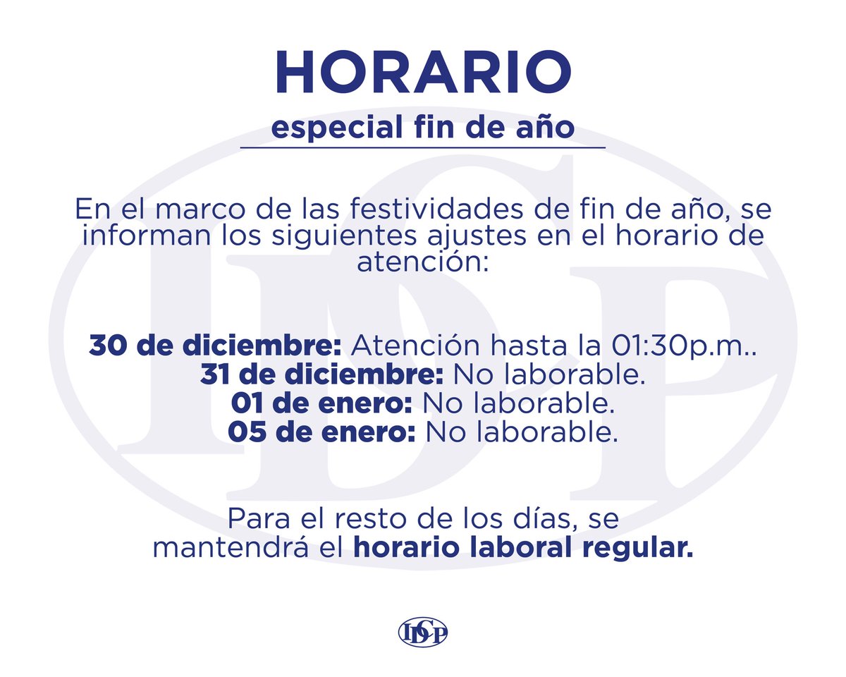 IDCP_rd's tweet image. Queremos mantenerte informado sobre nuestros horarios durante esta temporada especial, para que puedas planificar tu visita con anticipación y recibir una mejor atención.

Cualquier modificación en nuestro horario será comunicada oportunamente a través de nuestros canales.