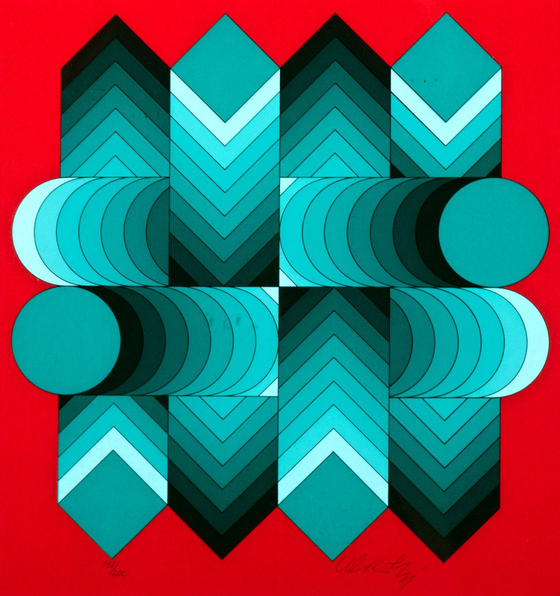 MenschOhneMusil's tweet image. Victor Vasarely (1906-1997), Œuvre de la suite Helios, 1981.