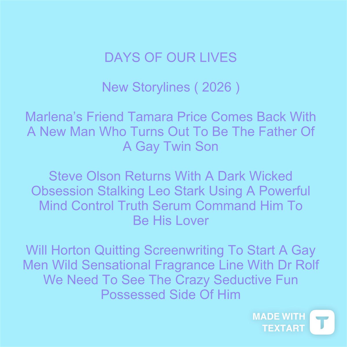 DwightS37243's tweet image. Hey @DaysPeacock Producers And Writers 

Brand New Characters Hopeful  Returns And Three Future New Storyline Arcs For #SpringSummer2026 #WillHorton #DJTerrance #SteveOlson #TamaraPrice #Days #DOOL ⏳⌛️🙏😃😎⭐️⭐️⭐️