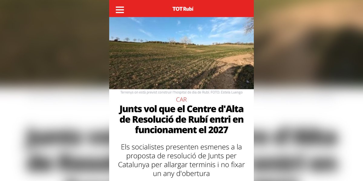 📢 L’alcaldessa anuncia que el Pla Funcional del nou centre sanitari de Rubí estarà llest el 1r trimestre del 2026. Aquest calendari és fruit del treball que @JuntXCat i el diputat <a href="/jorfabrega/">Jordi Fàbrega 🎗</a> vam portar al Parlament.
#Rubicity